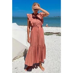 Emerson Fry Chandra Dress in Muted Clay Pink Orange Sz S - Button Little Loose